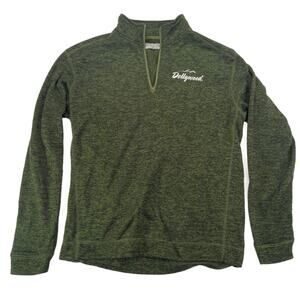 Coconut Creek Dollywood Souvenir 1/4 Zip Fleece Pullover Green Space-Dye Mens M